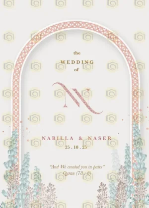 Floral Themed Wedding Invitation With An Arch Design